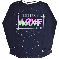 Детска блуза BELIEVE 7-10 години в тъмно синьо.