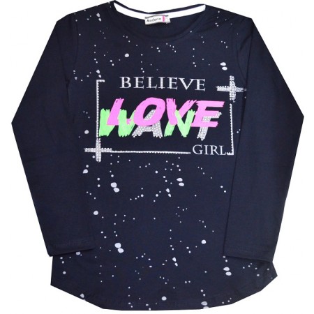 Детска блуза BELIEVE 7-10 години в тъмно синьо. Детска блуза BELIEVE 7-10 години в тъмно синьо.