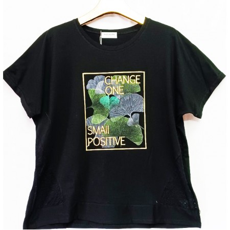 Италианска макси дамска блуза POSITIVE 3XL в нежно черно.