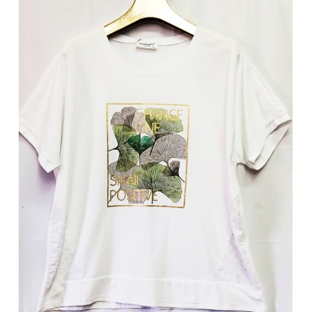 Италианска макси дамска блуза POSITIVE 3XL в нежно бяло.