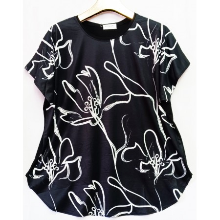 Италианска макси дамска туника ЦВЕТЕ 3XL-5XL в черно.
